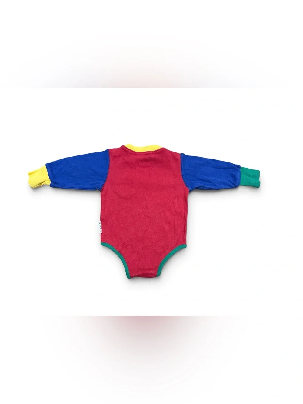 Vintage 90s Gymboree Colorblock Long Sleeve One Piece Teddy Bear Pocket